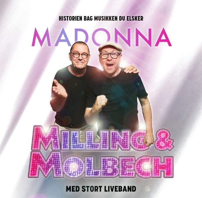 Milling & Molbech på pressebilledet til Madonna – et live-/musik-/comedyshow om historien bag popikonet Madonna.